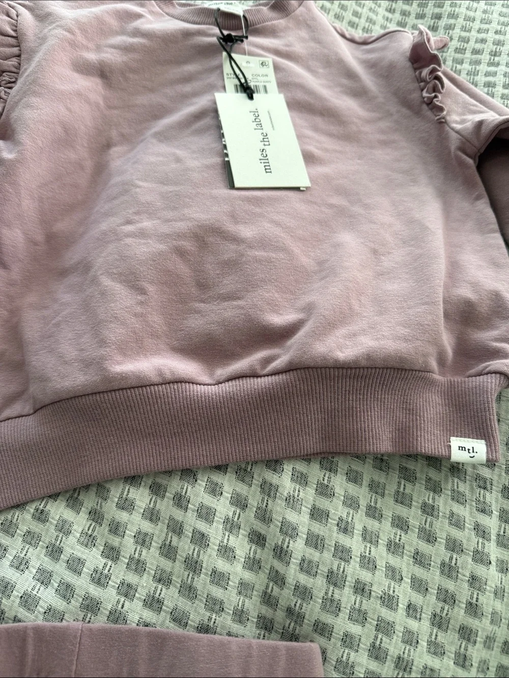 Girls' Mauve Ruffle Sweatshirt & Leggings Matching Set